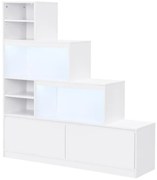 Szafka na buty z 2 zamykanymi schowkami i 6 wnękami z oświetleniem LED z MDF - Biały - LOVILA