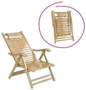 Ogródowe krzesło rozkładane, naturalne, bambusowe,URSEL