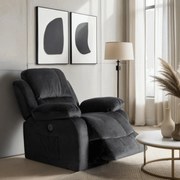 Fotel Masujący ARON Elektryczny Rozkładany z Podnóżkiem Czarny Welurowy Nowoczesny