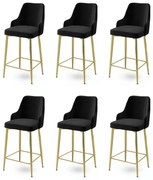 Zestaw krzeseł barowych Enox Black and Gold, 6 szt., 6 szt.