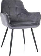 Krzesło tapicerowane LEMON VELVET szare SIGNAL
