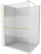 Mexen Kioto+ ścianka prysznicowa z półką Walk-in 70 x 200 cm, transparent/szron, złota szczotkowana - 800-070-121-55-35