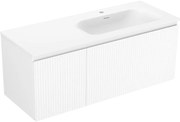 Mexen Rivel szafka łazienkowa 120 cm z umywalką Vela prawą, 1S, 1D, ryflowana, biała mat - 91A23-12047-3-BBFF01-W23P01