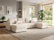 Rozkładana sofa narożna w kształcie U VENORIA 285x146 cm, kremowa + 2 poduszki GRATIS