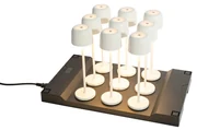 Zewnetrzna Zestaw 9 akumulatorowych lamp stołowych Mushroom w kolorze kremowym włącznie ze stacją ładującą - Raika Nowoczesny Oswietlenie zewnetrzne