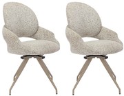 Zestaw 2 krzeseł obrotowych z tweedu i metalu taupe - Kremowy - VALIANA