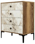 Komoda Lizbon White and Walnut