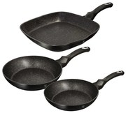 3 sztuki czarnych aluminiowych patelni G0-C29