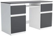 Biurko komputerowe młodzieżowe szkolne 140 cm z półką szufladami REMI2 Biały/Antracyt