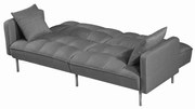 ROBERTO sofa rozkładana popielaty, tkanina, funkcja spania, pikowana