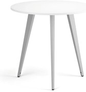 Stolik kawowy PRIMO VIBE, średnica 80 cm, szaro-srebrna podstawa, biały