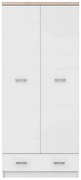 Biała szafa dwudrzwiowa z szufladą K4-G20