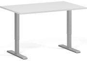 Biurko z regulacją wysokości, 120x80 cm, 2 silniki, szara podstawa, biały