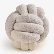 Poduszka Okrągła Ibona Ø25 Cm Z Owczej Skóry Chenille Biały - Sklum