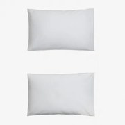 Pack 2 Poszewek Na Poduszki Z Perkalu Bawełnianego O Gęstości 180 Nitek Lesia Biała & 50 X 75 Cm - Sklum