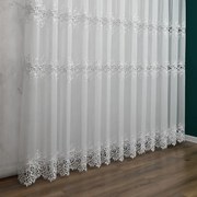 Firana z gipiurą Trzy Pasy ozdobne biała elegancka - wys. 260 cm