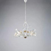 Kosz na żyrandol z żelaza lakierowanego na biało, w stylu shabby white, 5 świateł, 142 Ø65 BL274-5-BCO