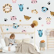 Naklejki na ścianę - Zwierzęta różowo - żółte