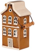 Świecznik Domek z uchwytem brązowy, ceramika, 13 x 10 x 37 cm