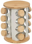 Obrotowy stojak na przyprawy SENSIA 13 słoików z bambusowymi zakrętkami