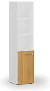 Szafa biurowa kombinowana PRIMO WHITE, drzwi na 2 poziomach, 400 x 420 x 1781 mm, biały/buk