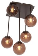 Designerska lampa sufitowa brązowa z brązowym szkłem 5-punktowa - AthensDesignerski Oswietlenie wewnetrzne