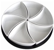 Zestaw 6 misek z podstawką TORO — ceramika i drewno