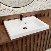 Umywalka wpuszczana w blat / blatowa biała 60 x 46 cm KLAR z konglomeratu z otworem na baterię