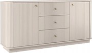 Komoda Vesper 160 cm z szufladami na cokole - kaszmir / złote uchwyty