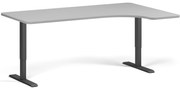 Biurko z regulacją wysokości, 180x120 cm, 2 silniki, L/P, czarna podstawa, szary