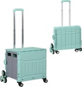 HOMCOM Wózek na zakupy, składany, do pokonywania schodów, z teleskopową rączką, nośność do 65 kg, Zielony