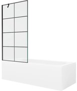 Mexen Vega wanna prostokątna 170 x 70 cm z obudową i parawanem 1-skrzydłowym 90 cm, czarny wzór - 550117077X9509007077