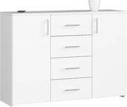 Komoda AKORD K45 Biała 110 cm 2 drzwi 4 szuflady kolor Biały mat 4 półki 110x35x80 cm