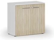 Szafa biurowa z drzwiami PRIMO WHITE, 800 x 420 x 740 mm, biały/dąb naturalny