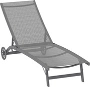 Outsunny Leżanka z regulowanym oparciem w 5 pozycjach, Oddychający materiał, Rama aluminiowa, Ciemnoszara, 195 x 66 x 34 cm