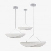 Zestaw 3 Wiszących Lamp Sufitowych Led Z Tkaniny Zelvon Biała - Sklum