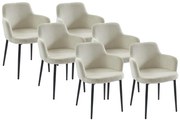 Zestaw 6 krzeseł ze sztruksu i metalu - Kremowy - CELOLA marki Pascal Morabito