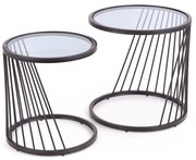 ABETO zestaw 2 ław czarny / dymiony, loft, nowoczesny okrągłe