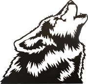 Drewniana rzeźbiona dekoracja ścienna Profil wilka, 34 x 34 x 0,3 cm