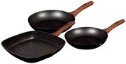 Komplet 3 aluminiowych czarnych patelni L4-E41