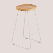 Wysoki Stołek Z Metalu I Drewna Wiązu Neicol Biała & ↑75 Cm - Sklum