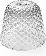 Dyfuzor ze szkła dymnego do lamp wiszących - wykończenie przezroczyste, wzór dekoracyjny, oprawka E27 (duże szkło) śr. 25 x 21,5