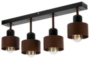 Brązowo-czarna lampa sufitowa, czteropunktowy spot DBR60x7SC z drewna