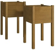 Komplet brązowych donic ogrodowych z drewna sosnowego Z1-B24