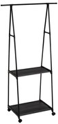 Czarny metalowy stojak na ubrania na kółkach 84x43x156 cm – Casa Selección