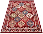 Wzorzysty czerwony dywan w geometryczne wzory F3-L19