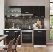 Zabudowa kuchenna czarny wysoki połysk/biały 200x46x81.6 r-line