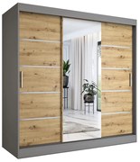 Szafa Przesuwna 200 Cm Antracyt + Dąb Artisan S8-C41