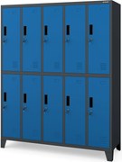 Szafa socjalna BHP ubraniowa 10-drzwiowa antracytowo-niebieska: BARTEK 1360 x 1720 x 450 mm