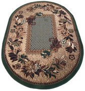 Zielono-brązowy owalny dywan w kwiaty K2-C22